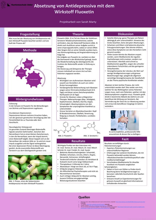 Absetzung von Antidepressiva mit dem Wirkstoff Fluoxetin, Sarah Marty