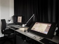 Illustrations und Grafikplatz mit Scanner